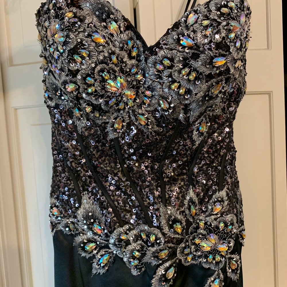 Black silk formal dress